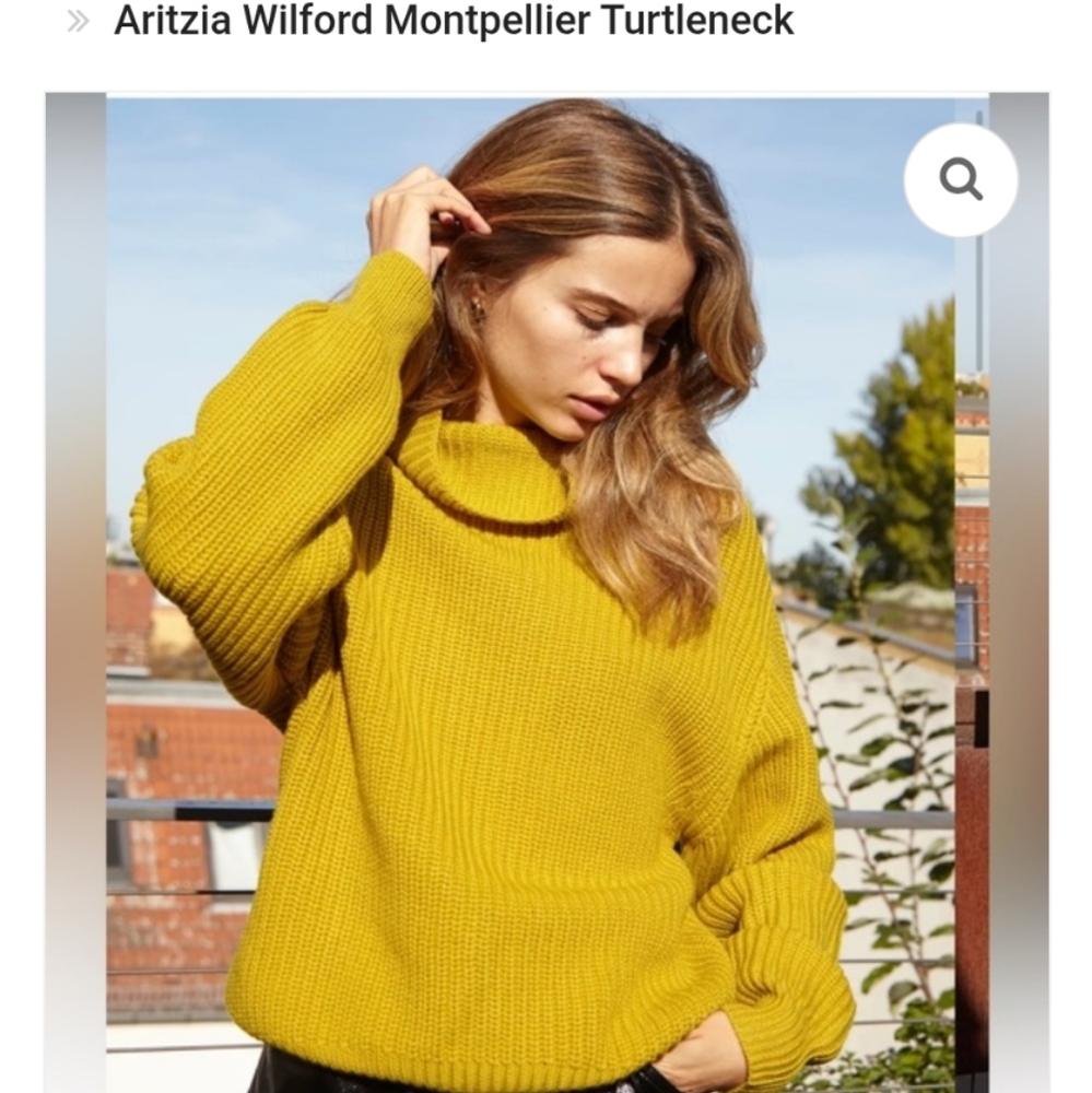 Aritzia Wilfred Montpellier Wool Turtleneck Sweater Mustard Yellow Size Small - Picture 2 of 16